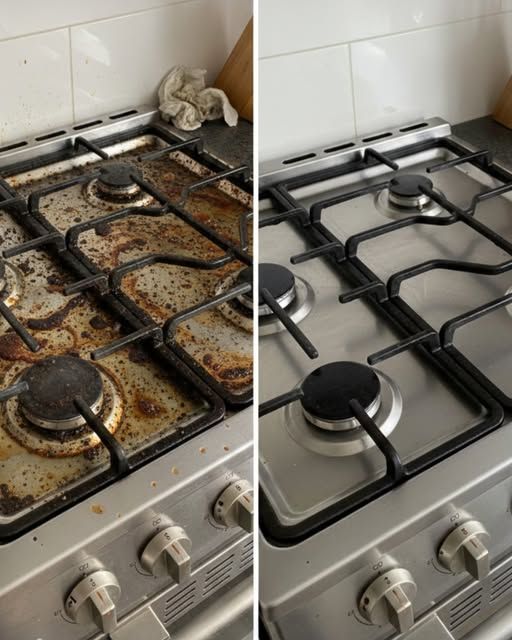Stove before and after cleaning