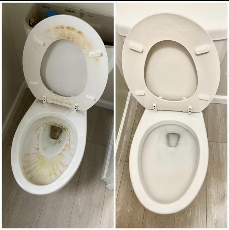 Toilet before and after cleaning